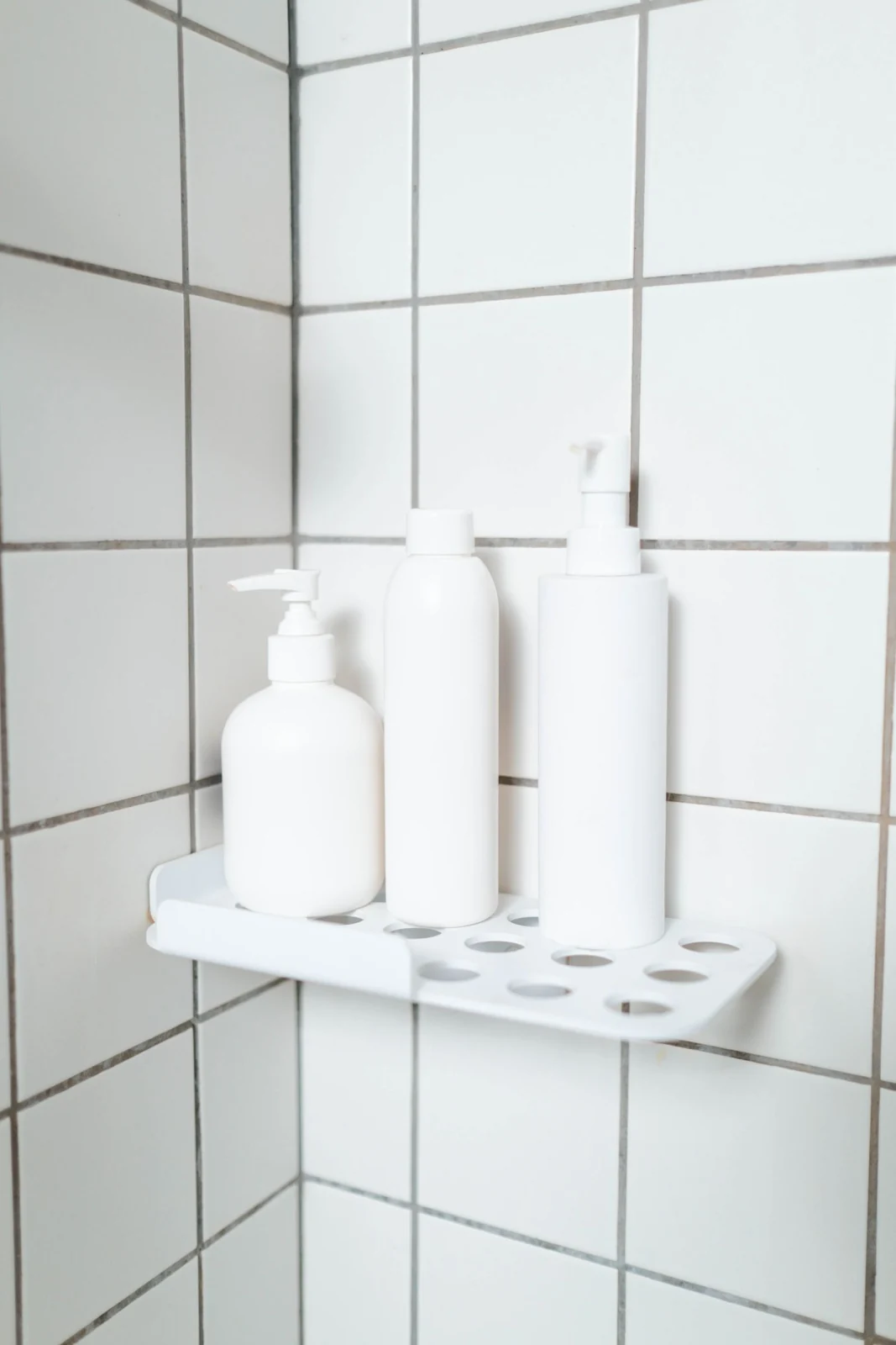 Shower caddy holding toiletries